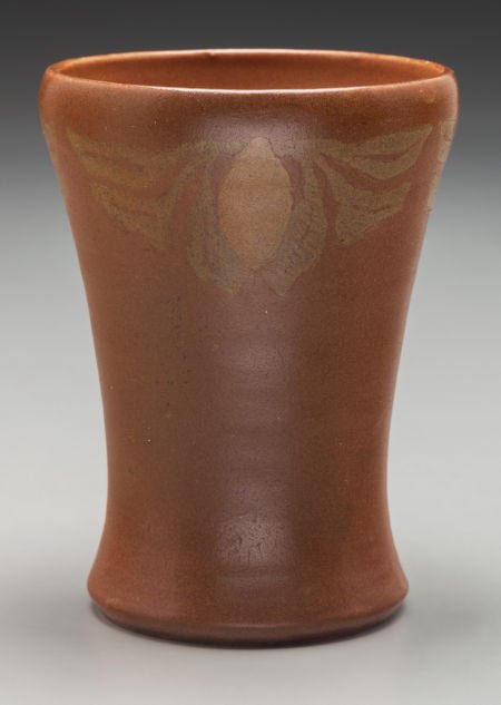Frederick Walrath Pottery Matte Glazed Lemon Vas: Frederick Walrath Pottery Matte Glazed Lemon Vase Circa 1910. Incised Walrath Pottery