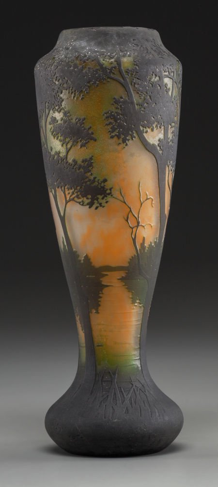 Daum Overlay Glass Landscape Vase Circa 1900. Ca (1 of 4)