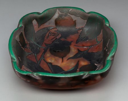 Daum Overlay Glass Peach Tree Bowl Circa 1900. C: Daum Overlay Glass Peach Tree Bowl Circa 1900. C