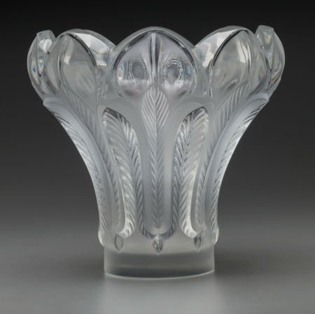 Lalique Clear and Frosted Glass Lotus Leaf Vase (1 of 3)