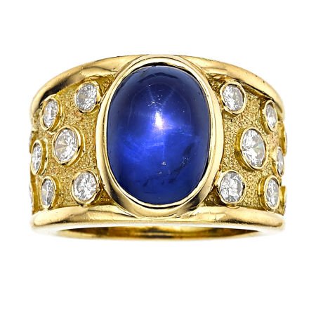 Star Sapphire, Diamond, Gold Ring, Julius Cohen: Star Sapphire, Diamond, Gold Ring, Julius Cohen The ring features an oval-shaped star sapp