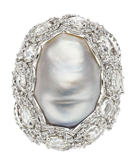 South Sea Cultured Pearl, Diamond, White Gold Ri (1 of 3)