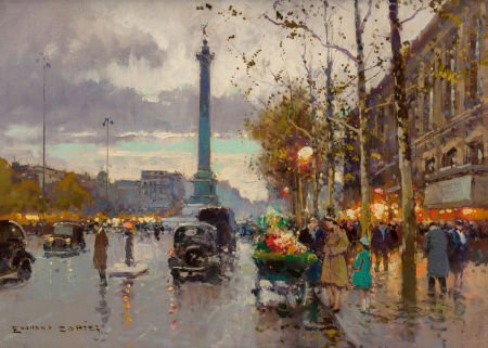 Edouard-Léon Cortès (French, 1882-1969) Place de: Edouard-Léon Cortès (French, 1882-1969)Place de la BastilleOil on canvas