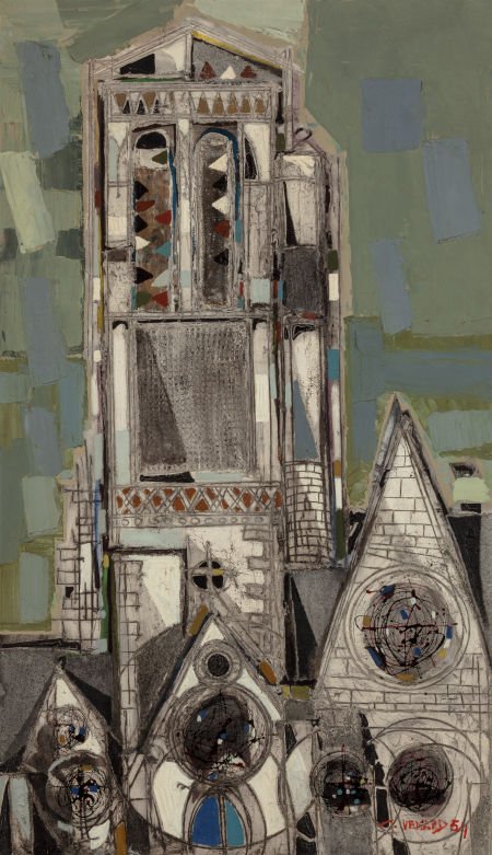 Claude Venard (French, 1913-1999) Eglise Bretton: Claude Venard (French, 1913-1999) Eglise Brettone, 1954 Oil and mixed media o
