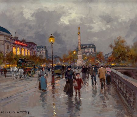 Edouard-Léon Cortès (French, 1882-1969) Place du: Edouard-Léon Cortès (French, 1882-1969)Place du Châtelet, vue sur le Théâtre Lyrique