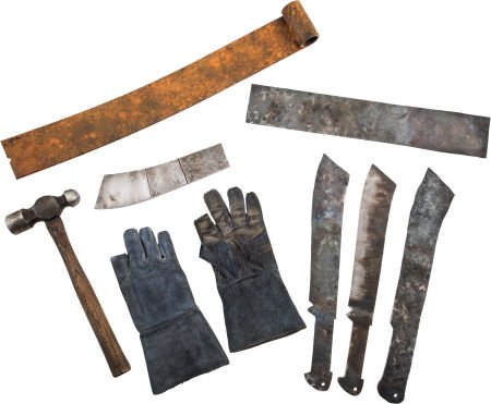 A Group of Tools from "Rambo" (aka "Rambo 4").: A Group of Tools from "Rambo" (aka "Rambo 4"). Lionsgate, 2008. All made of metal, rustic