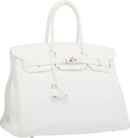 Hermes 35cm White Togo Leather Birkin Bag with P: Hermes 35cm White Togo Leather Birkin Bag with Palladium HardwareI Square, 2005