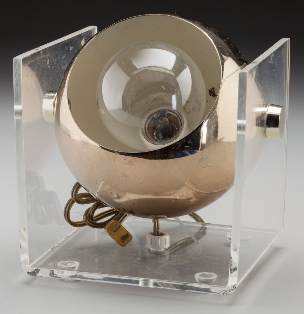 A Robert Sonneman Gilt Metal and Lucite Table La: A Robert Sonneman Gilt Metal and Lucite Table Lamp: Orbiter, design