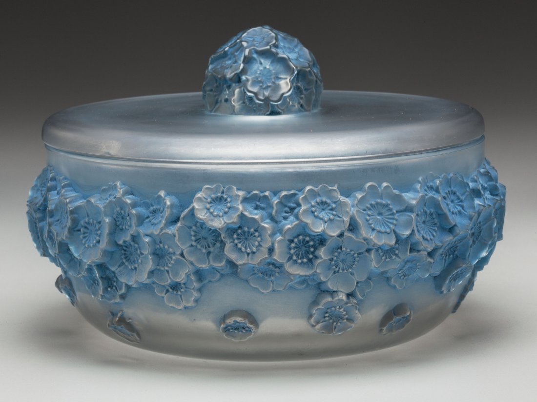 An R. Lalique Frosted Glass Primeveres Covered B (1 of 3)