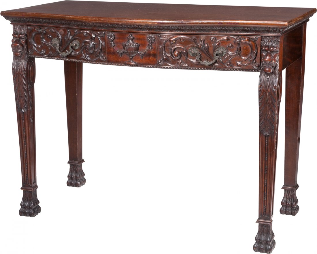 A Thomas Chippendale-Style Mahogany Console Tabl: A Thomas Chippendale-Style Mahogany Console Table, 20th century34-1/2 inches high x 4