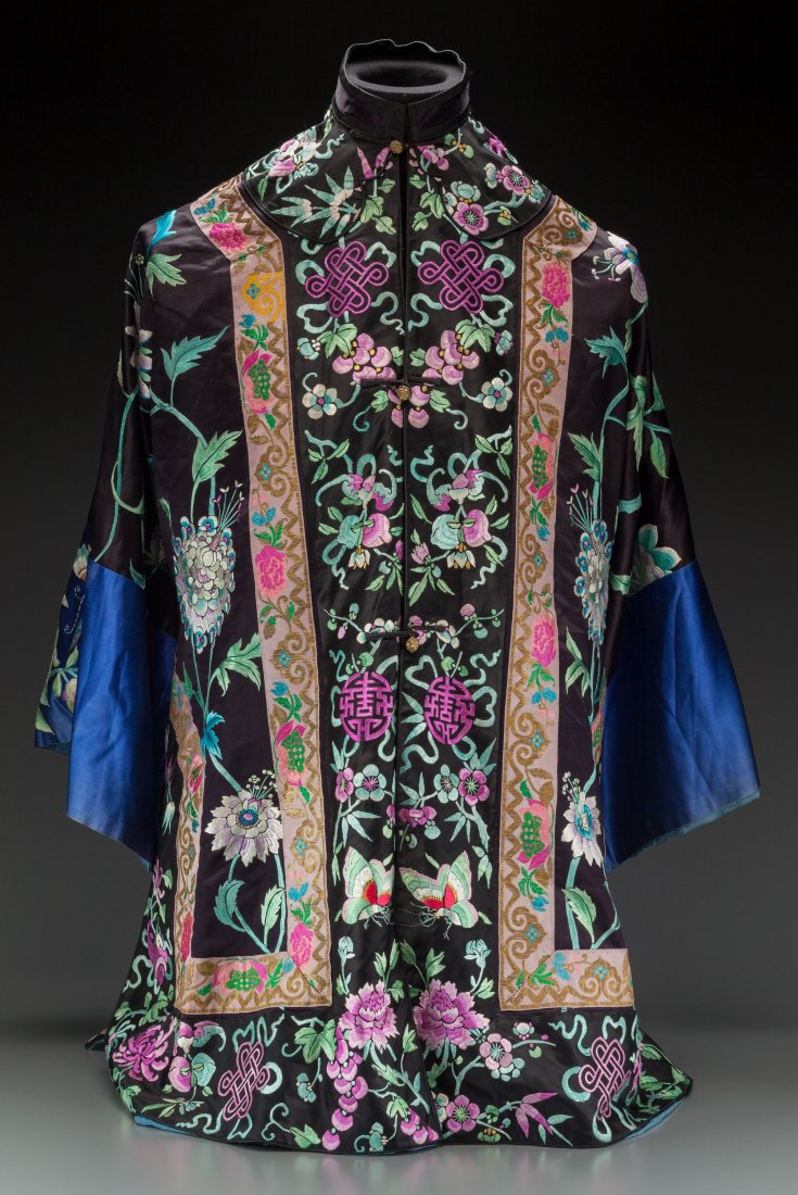 A Chinese Embroidered Silk Robe 37-1/4 inches lo (1 of 4)