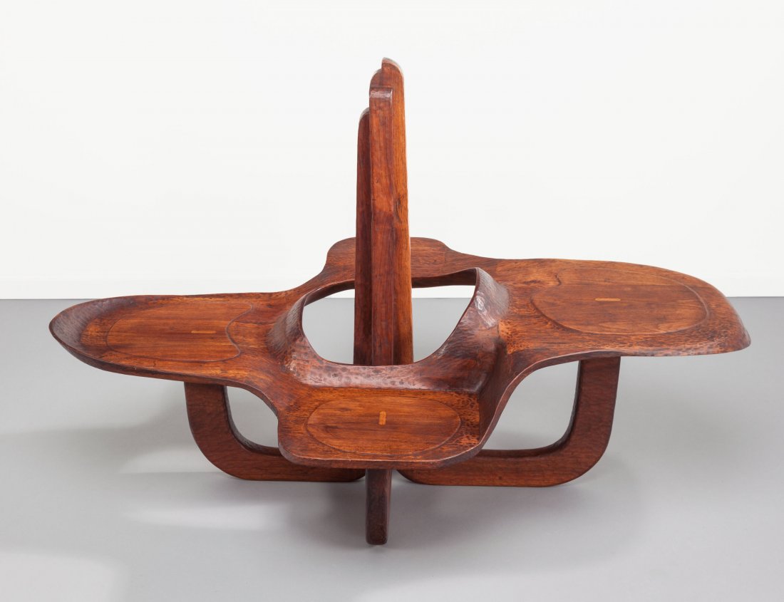 An American Walnut and Maple Sculptural Table, m (1 of 3)