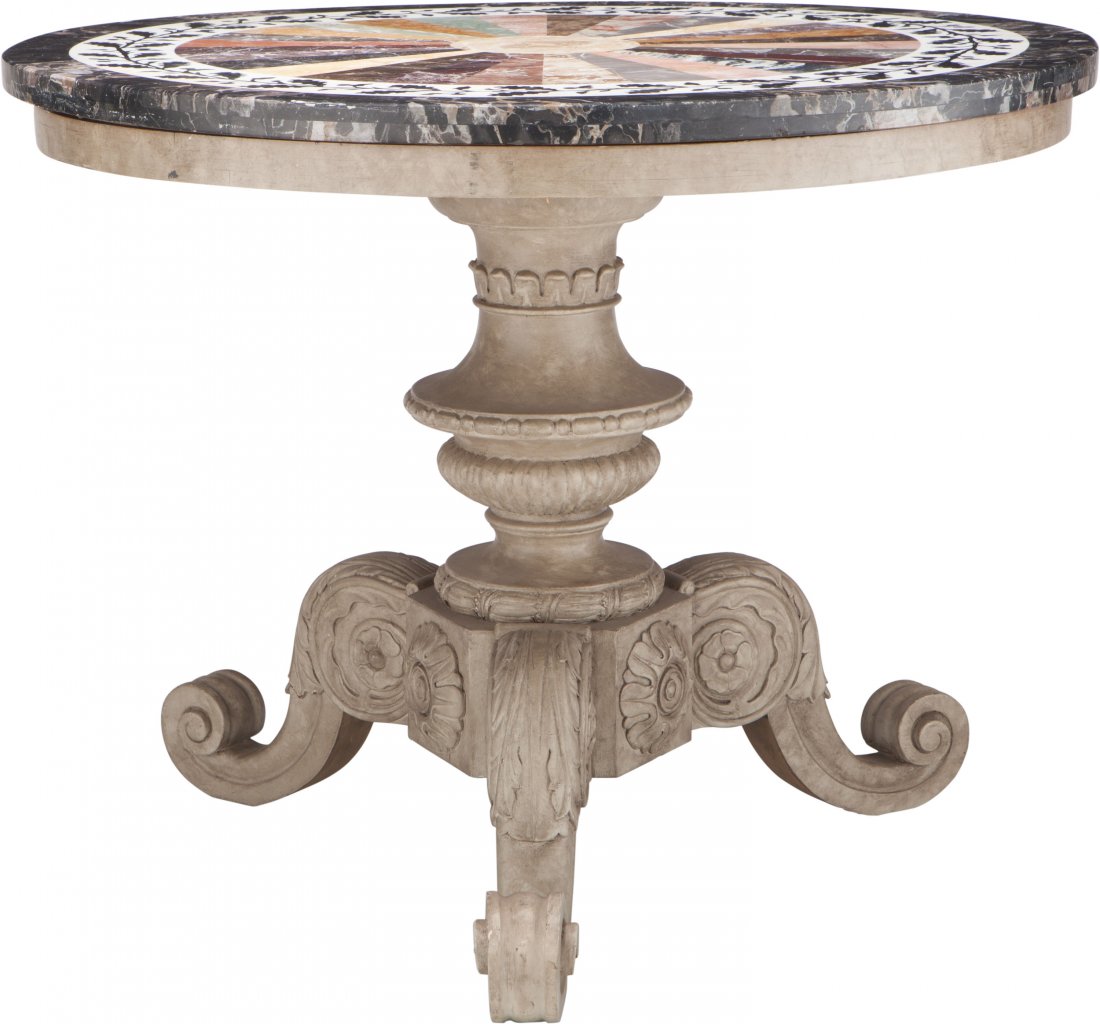 A Round Specimen Marble Center Table on Painted (1 of 3)