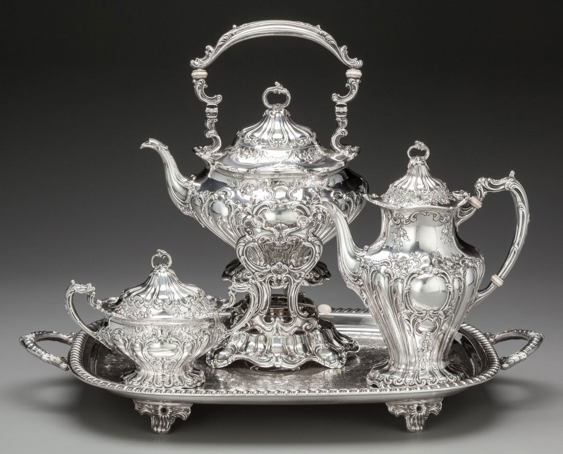 A Three Piece Gorham Chantilly Pattern Silver Te (1 of 3)