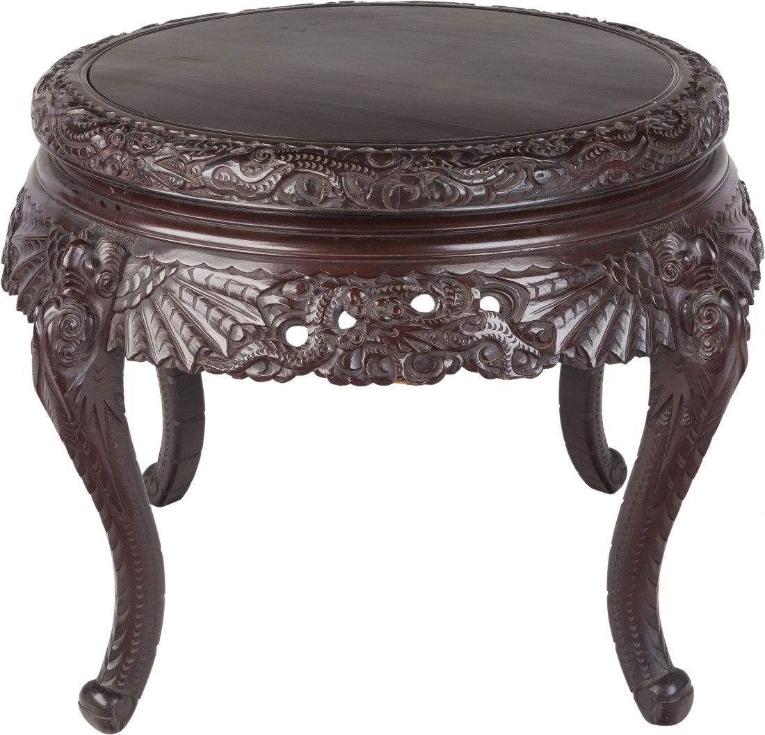 A Japanese Carved Hardwood Table, early 20th cen (1 of 2)