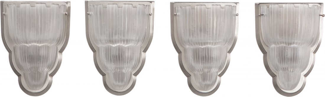 Four Art Deco Sabino-Style Frosted Glass and Chr (1 of 2)