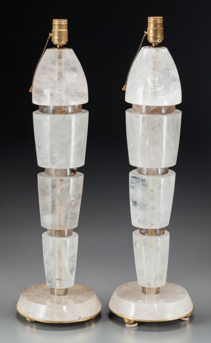 A Pair of Art Deco Clear and Smoky Rock Crystal (1 of 3)