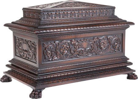 A Continental Carved Walnut Sarcophagus Cellaret (1 of 3)