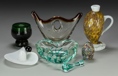 A Group of Seven Venetian Blown Glass Table Arti (1 of 3)