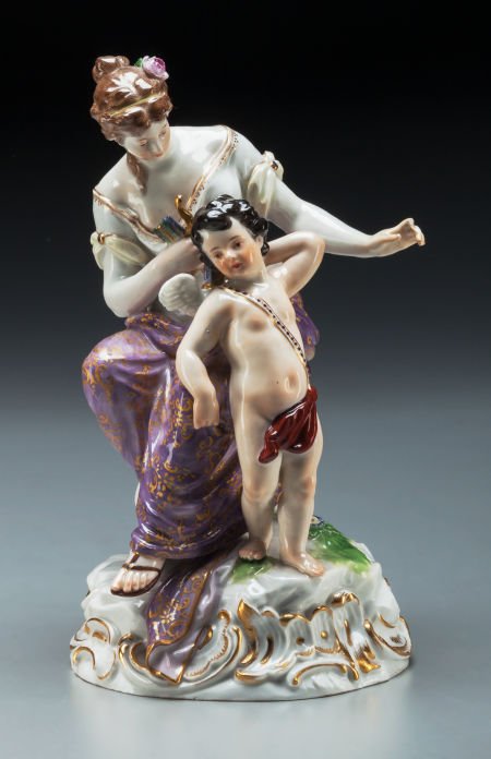 A Meissen Porcelain Figural Group: Woman and Cup (1 of 3)