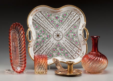 A Group of Four Glass, Porcelain and Brass Chamb (1 of 2)