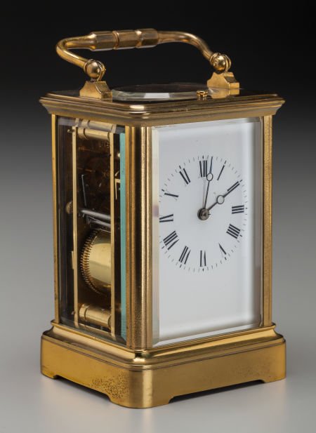 A French Brass and Glass Carriage Clock, 19th ce (1 of 2)
