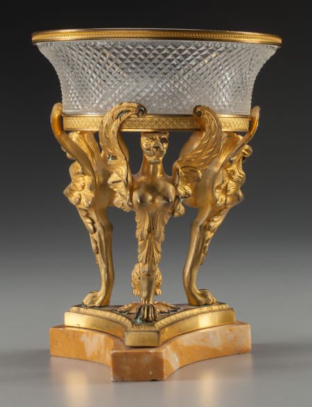 A French Empire-Style Gilt Bronze, Cut-Glass and (1 of 2)
