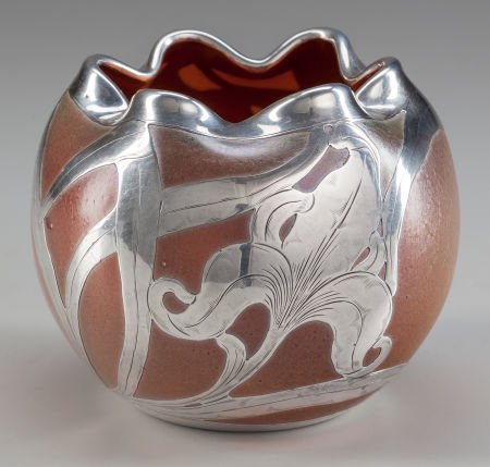 An Austrian Iridescent Glass Vase with Silver Ov (1 of 3)