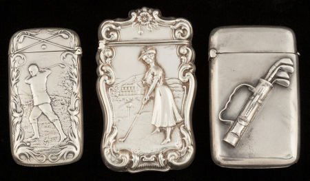 Three American Silver Golf Motif Match Safes, Pr (1 of 3)