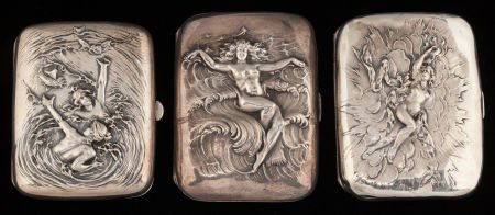 Two Unger and a Kerr Partial Gilt Silver Cigaret (1 of 3)