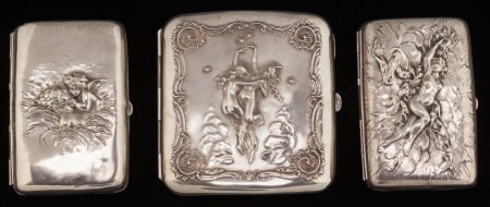 Two Unger Brothers and an American Partial Gilt : Two Unger Brothers and an American Partial Gilt Silver Match Safes, Newark, New Jersey, c