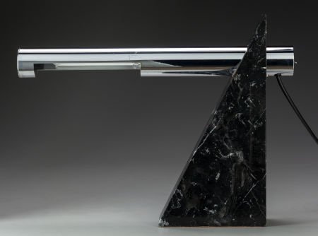 A Robert Sonneman Black Marble and Chrome Desk L (1 of 2)