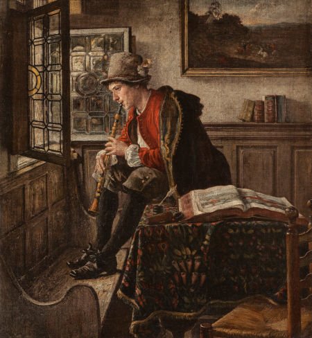 Continental School (19th Century) A Musical Reve: Continental School (19th Century) A Musical Reverie Oil on canvas 14 x 13