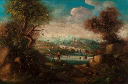Continental School (20th Century) The Fisherman : Continental School (20th Century) The Fisherman Oil on canvas 24 x 36 inch