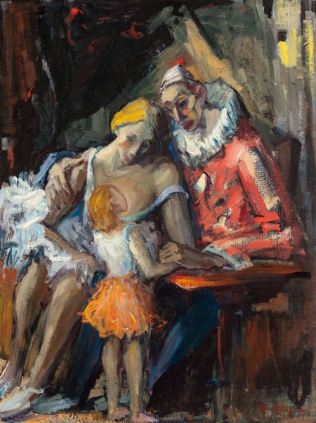 Arnold Hoffmann (Russian/American, 1886-1966) Ci: Arnold Hoffmann (Russian/American, 1886-1966)Circus Family, 1951Oil on canv