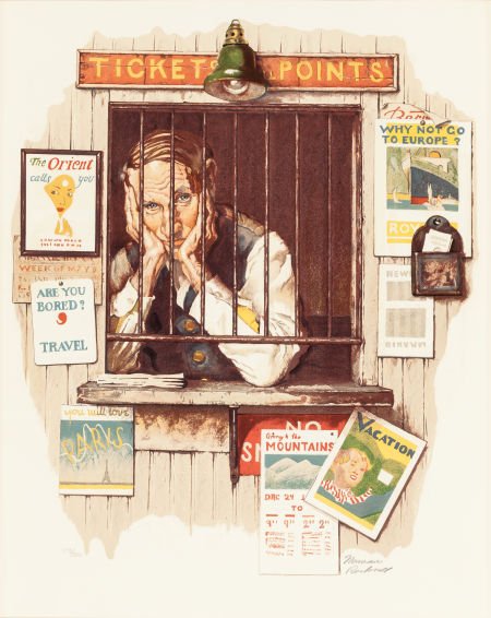 Norman Rockwell (American, 1894-1978) Ticket Sel (1 of 3)