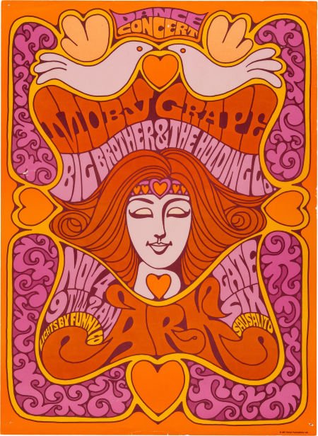 Moby Grape/Big Brother and the Holding Company A: Moby Grape/Big Brother and the Holding Company Ark Concert Poster (1967). San Francisco b