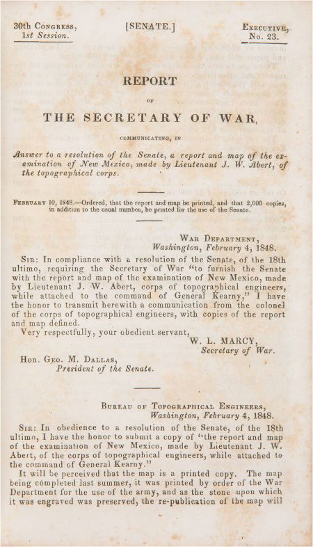 J[ames]. W. Abert. Report of the Secretary of Wa (1 of 2)