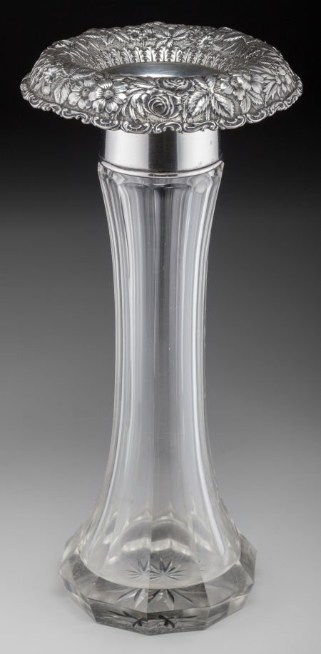 A Jacobi & Jenkins Silver and Cut-Glass Vase, Ba (1 of 3)