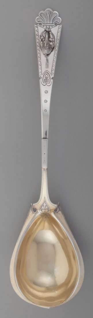 A George Sharp Partial Gilt Coin Silver Soup Lad: A George Sharp Partial Gilt Coin Silver Soup Ladle with Applied Swan, Philadelphia, Penns