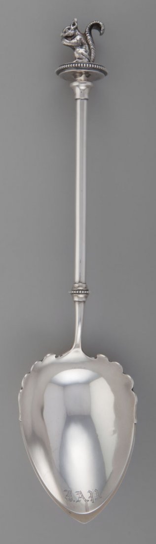 An American Silver Squirrel Serving Spoon, Attri: An American Silver Squirrel Serving Spoon, Attributed to Ge
