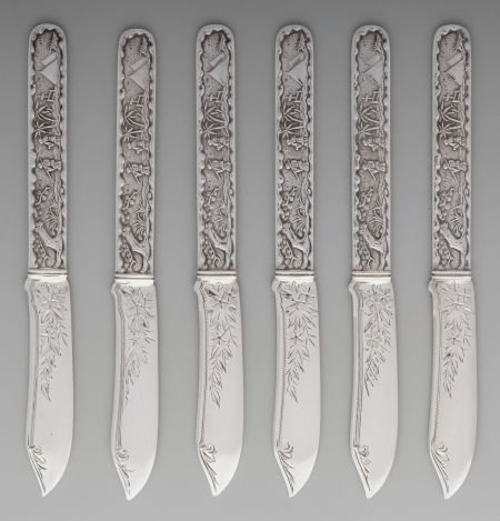 A Set of Six Gorham Hizen Pattern Silver Fruit K (1 of 3)