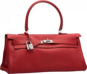 Hermes Ruby Rouge Garance 32cm Togo Leather Kelly Bag : Lot 61  