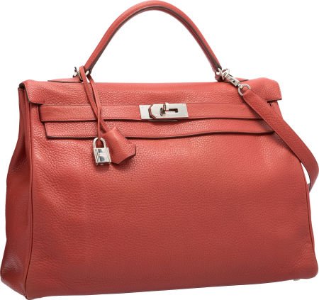 Hermes 40cm Rouge Venetian Clemence Leather Reto (1 of 5)