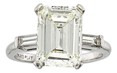 Diamond, Platinum Ring  The ring features an eme (1 of 3)