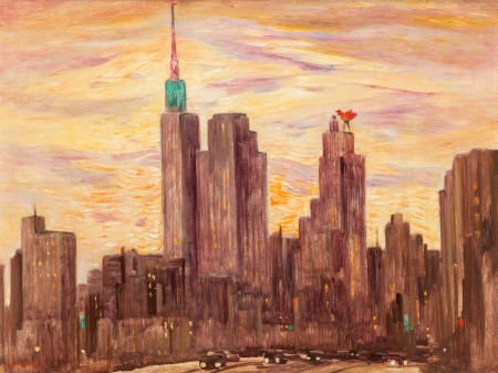 Guy Carleton Wiggins (American, 1883-1962) Dalla: Guy Carleton Wiggins (American, 1883-1962)Dallas Sunset, 1949Oil on canvas<