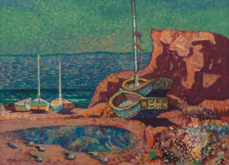 Millard Sheets (American, 1907-1989) Bodega Bay,: Millard Sheets (American, 1907-1989)Bodega Bay, 1969Watercolor on paper