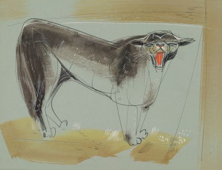 Viktor Schreckengost (American, 1906-2008) Panth: Viktor Schreckengost (American, 1906-2008)PantherWatercolor on board11