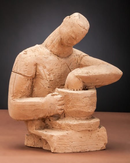 Viktor Schreckengost (American, 1906-2008) Man T: Viktor Schreckengost (American, 1906-2008)Man Throwing PotUnfired terracott
