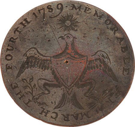 George Washington: Memorable Era GW Inaugural Bu: George Washington: Memorable Era GW Inaugural Button. GW-1789-4, 34mm, copper with origin